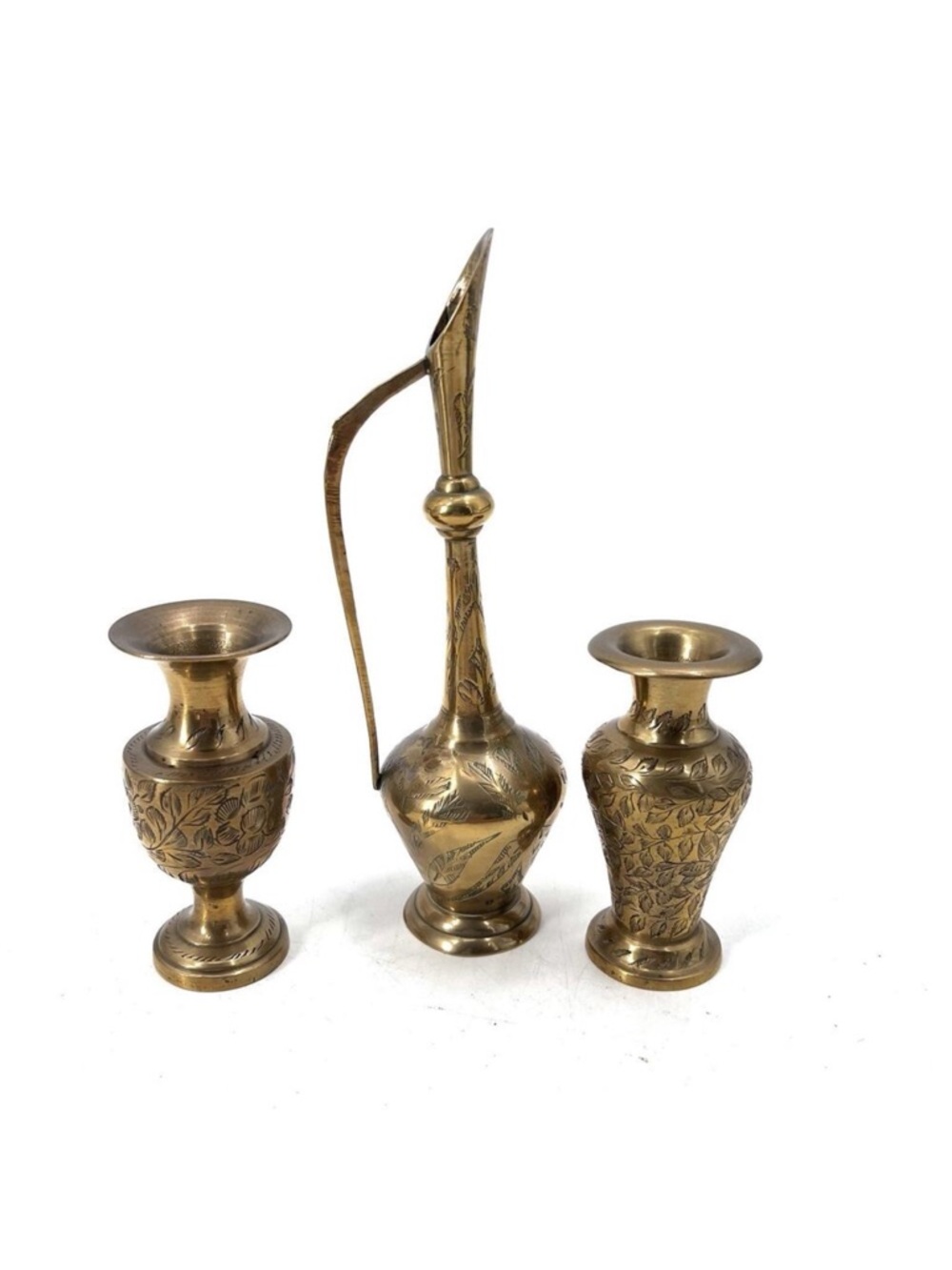 Lot of 3 Vintage Small Brass Vases / Decor Made in India - Picture 1 of 12